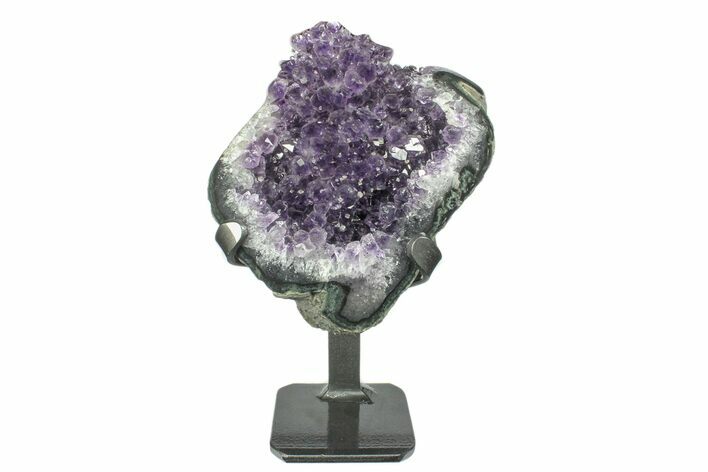 Amethyst Geode Section on Metal Stand - Deep Purple Crystals #171779